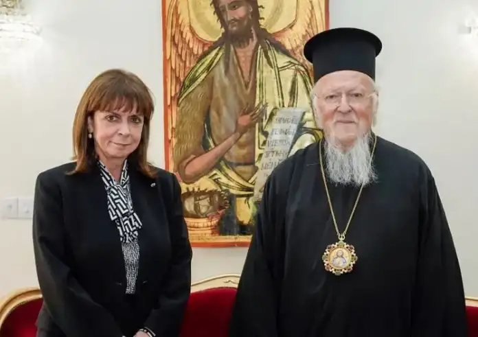 Στην Ηλεία η Κατερίνα Σακελλαροπούλου με τον Οικουμενικό Πατριάρχη Βαρθολομαίο